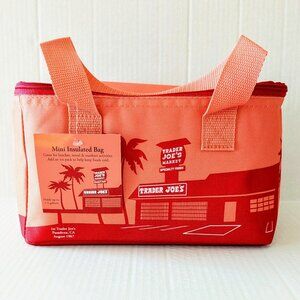 *NEW* TRADER JOES Mini Insulated Tote Bag Coral HURRY! LIMITED EDITION!! NWT